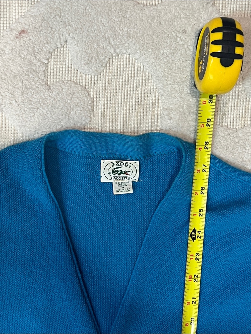 Vintage 70’s Lacoste IZOD Cardigan Men’s M Blue Orlon Acrylic Knit Sweater USA - Picture 6 of 7